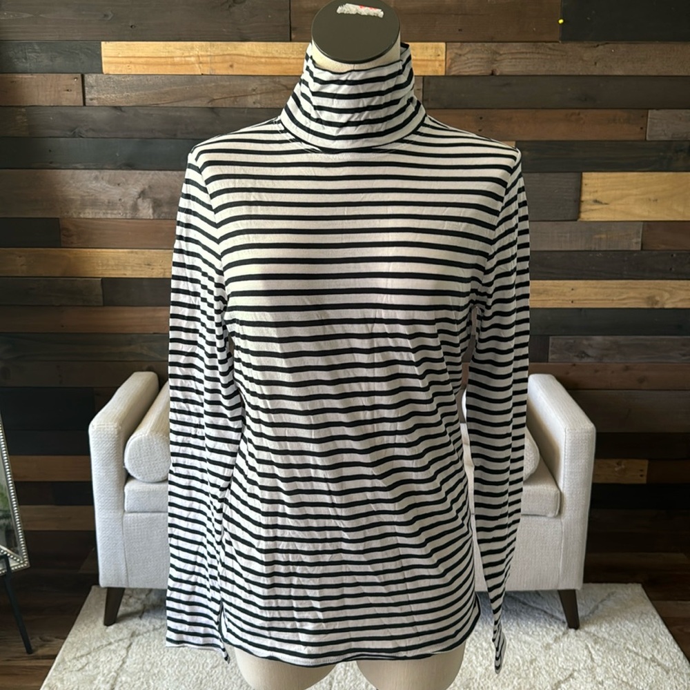 Women’s S Stripe Turtleneck Rag & Bone Black and White